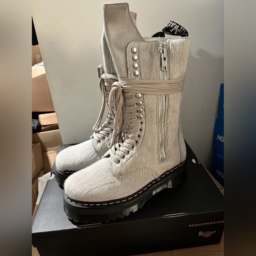 HARD TO FIND BNIB Dr Martens x Rick Owens 1918 RO Platinum Hair-On Lux US11L